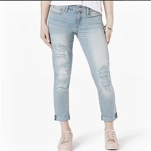 New Levis Denizen Distressed Denim Boyfriend Jeans Double Roll Cuff Women’s Sz 5